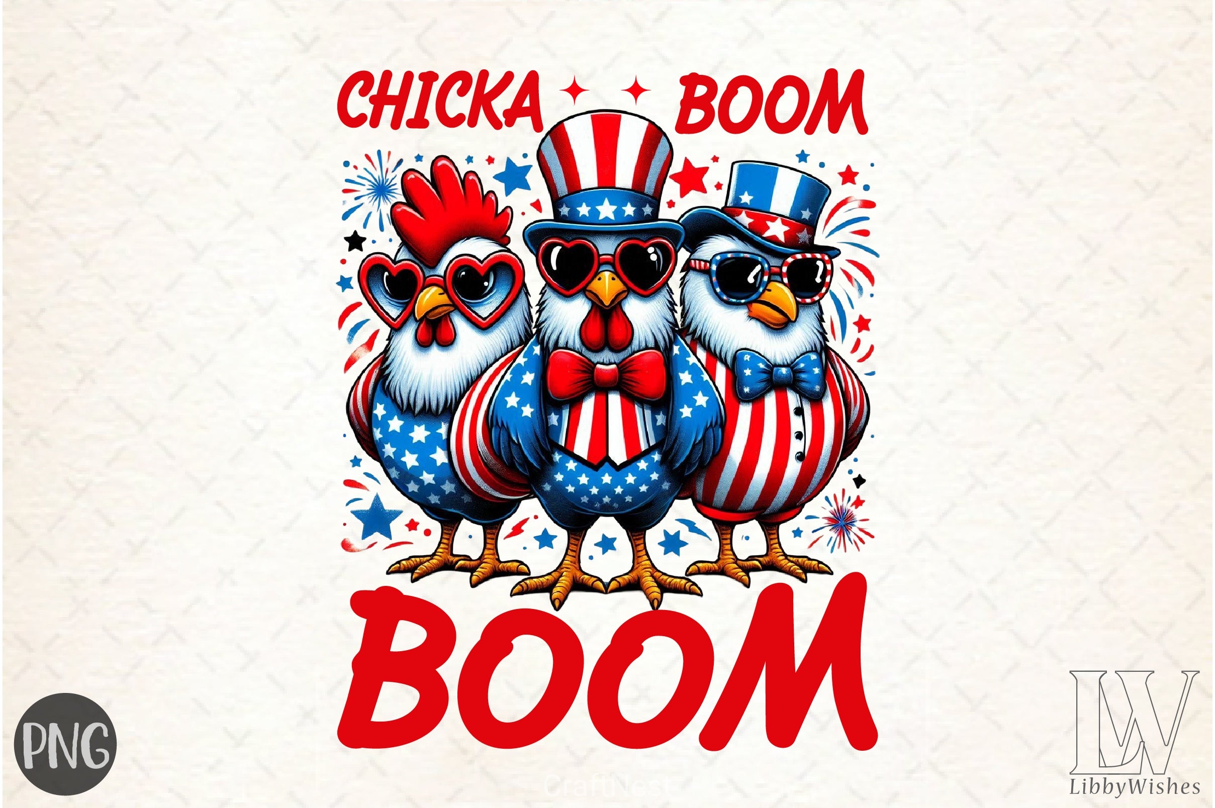 Patriotic Chicken USA 4th of July Clipart Bundle 5 - CraftNest - Digital Crafting and Art