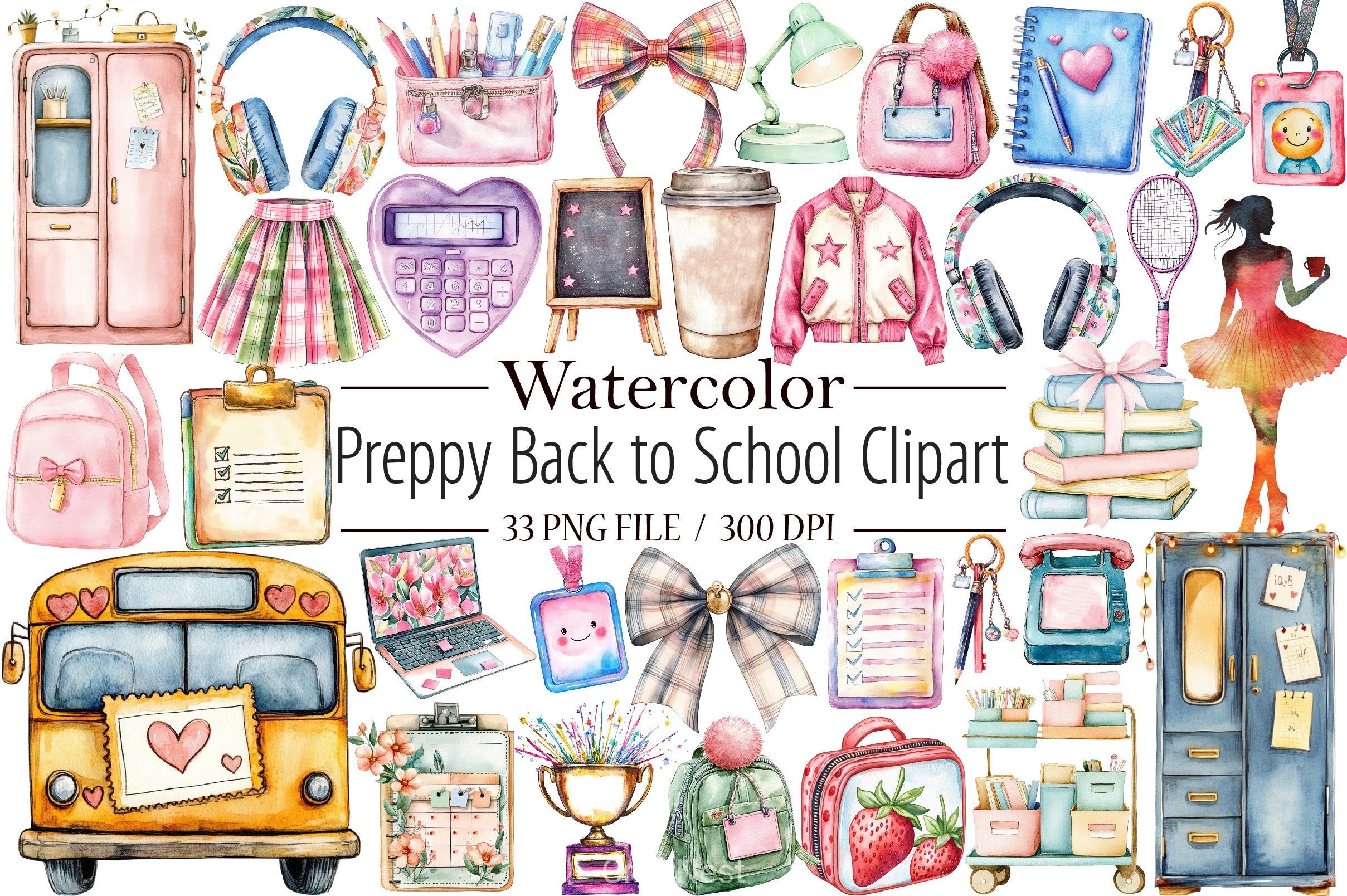 Preppy School Clipart Bundle - CraftNest - Digital Crafting and Art