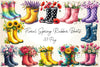 Floral Spring Rubber Boots Clipart Bundle 2