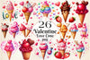 Valentine Love Ice Cream Cone Clipart Bundle 2