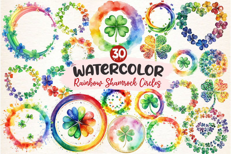 Rainbow Shamrock Circles Clipart Bundle - CraftNest - Digital Crafting and Art