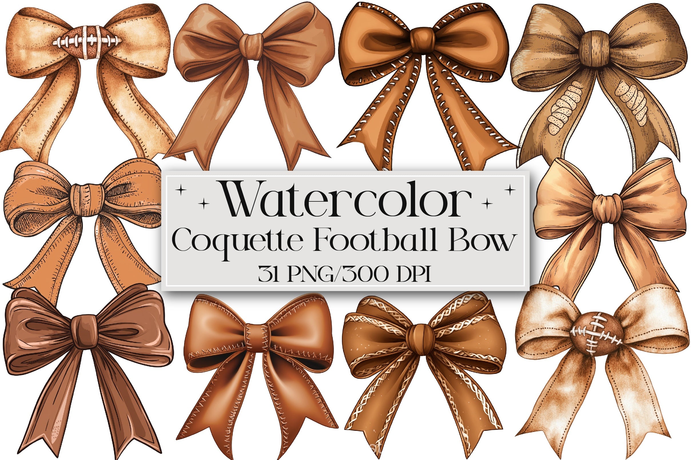Coquette Football Bow Clipart Bundle - CraftNest - Digital Crafting and Art