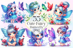 Cute Fairy With Butterfly Clipart Bundle 2 - CraftNest - Digital Crafting and Art