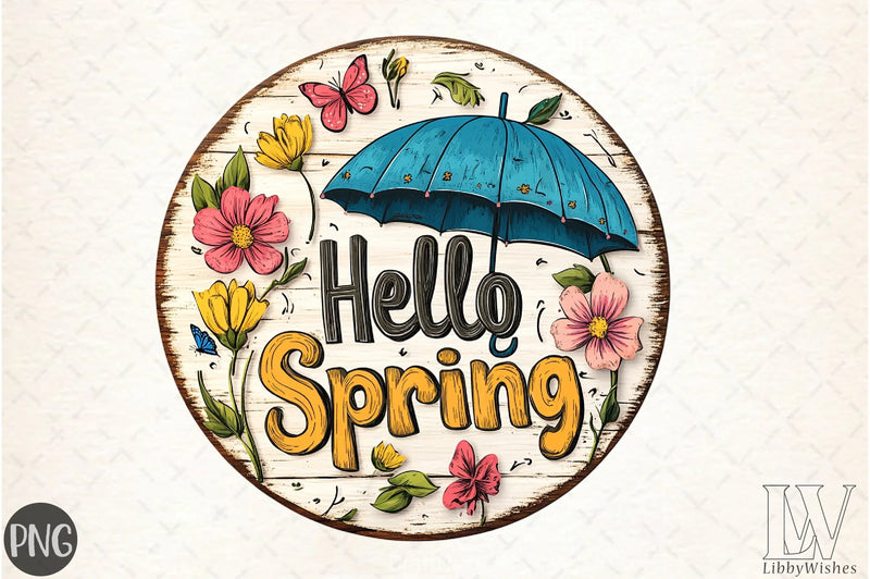 Hello Spring Floral Sign Clipart Bundle - CraftNest - Digital Crafting and Art