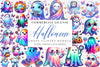 Retro Halloween Iridescent Ghost Clipart Bundle