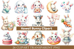 Kawaii Bunny Clipart Bundle - CraftNest - Digital Crafting and Art