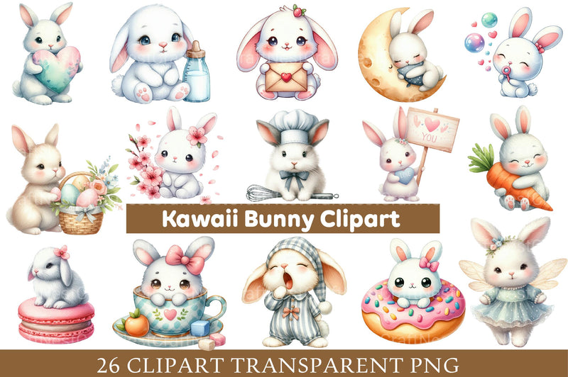 Kawaii Bunny Clipart Bundle - CraftNest - Digital Crafting and Art