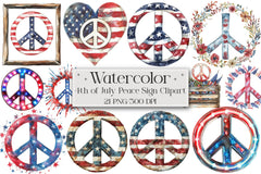 4th of July Peace Sign Clipart Bundle - CraftNest - Digital Crafting and Art