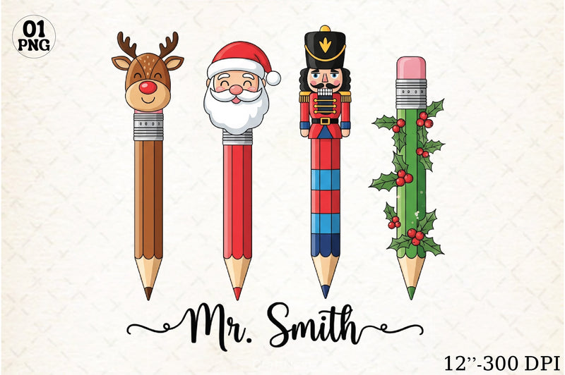 Christmas Pencils Teacher Clipart Bundle - CraftNest - Digital Crafting and Art