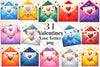 Valentine Glittery Love Letter Clipart Bundle 4