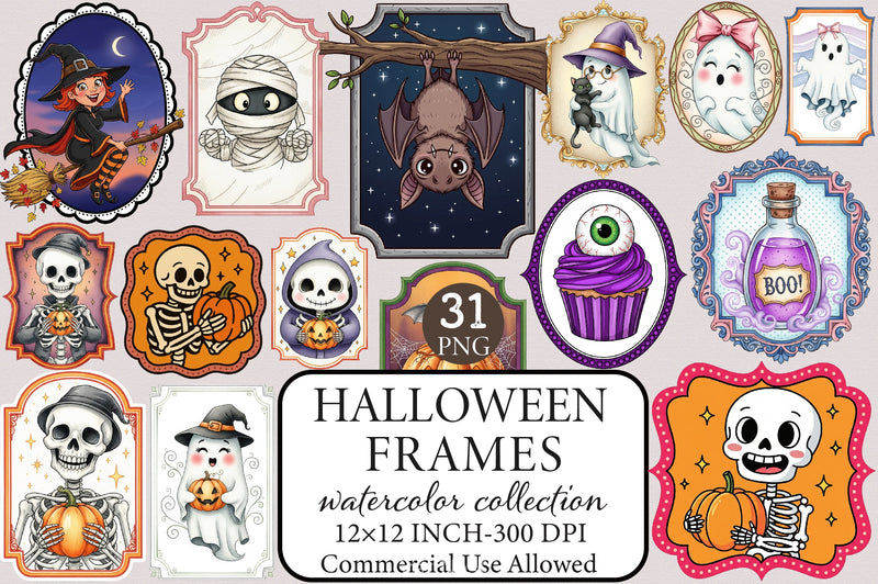 Vintage Halloween Frames Clipart Bundle - CraftNest - Digital Crafting and Art