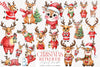 Quirky Funny Christmas Reindeer Clipart Bundle