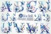 Blue Floral Monogram Alphabet Clipart Bundle