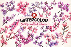 Spring Redbud Flower Clipart Bundle 2 - CraftNest - Digital Crafting and Art