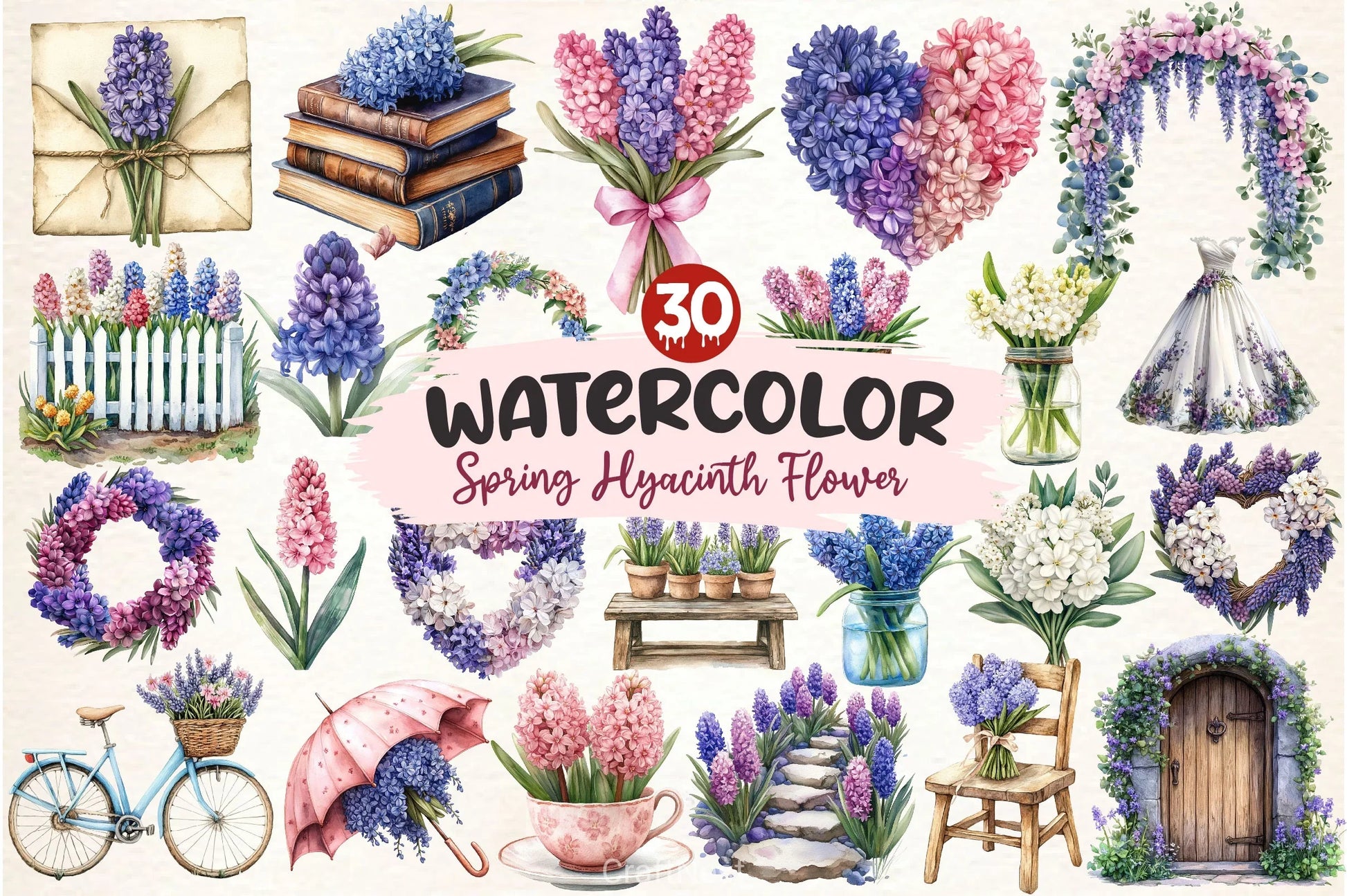 Spring Hyacinth Flower Clipart Bundle - CraftNest - Digital Crafting and Art