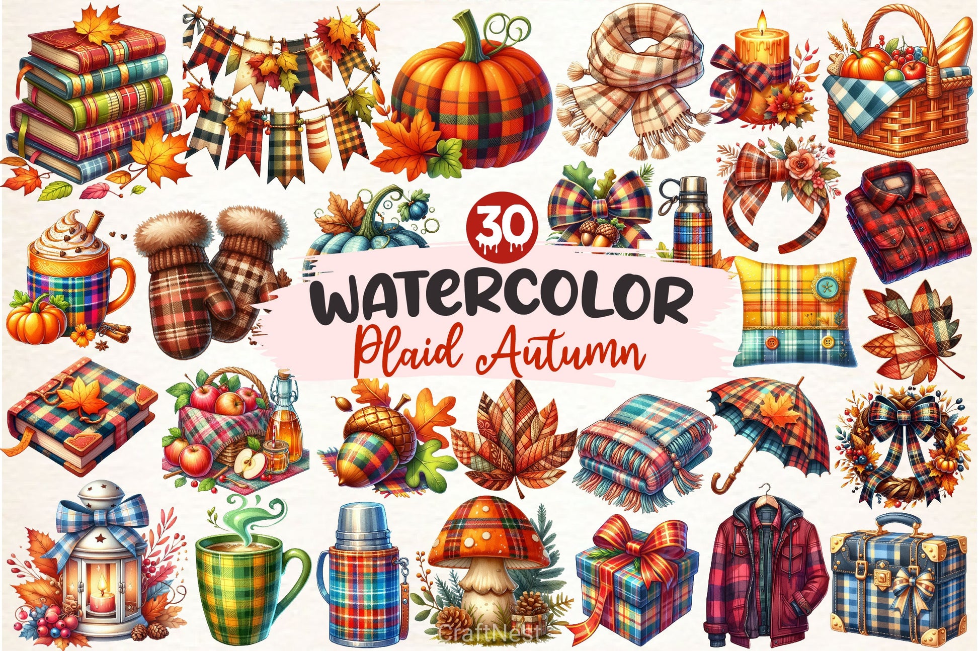 Plaid Autumn Clipart Bundle 3 - CraftNest - Digital Crafting and Art
