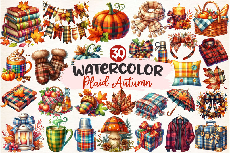 Plaid Autumn Clipart Bundle 3 - CraftNest - Digital Crafting and Art