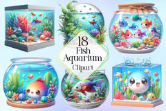 Fish Aquarium Clipart Bundle - CraftNest - Digital Crafting and Art