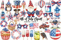 4th of July Independence Day Clipart Bundle 1 - CraftNest - Digital Crafting and Art