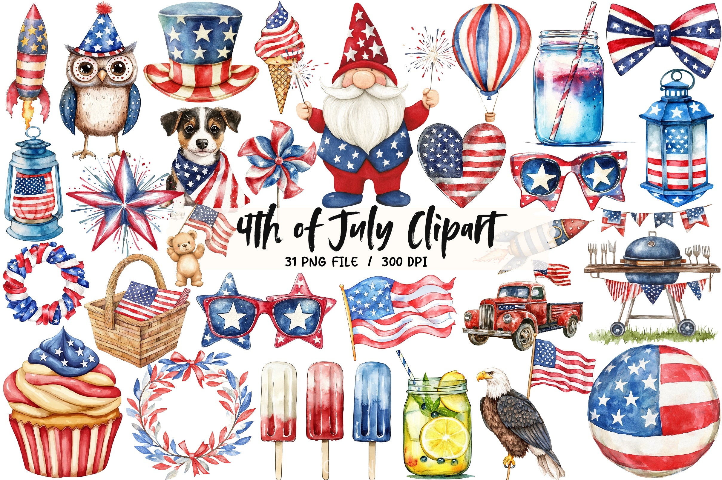 4th of July Independence Day Clipart Bundle 1 - CraftNest - Digital Crafting and Art