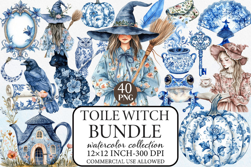 Toile Witch Clipart Bundle - CraftNest - Digital Crafting and Art