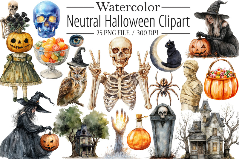 Neutral Halloween Clipart Bundle - CraftNest - Digital Crafting and Art
