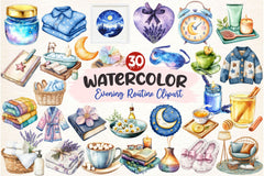 Evening Routine Clipart Bundle 2 - CraftNest - Digital Crafting and Art