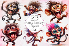 Funny Monkey Clipart Bundle - CraftNest - Digital Crafting and Art