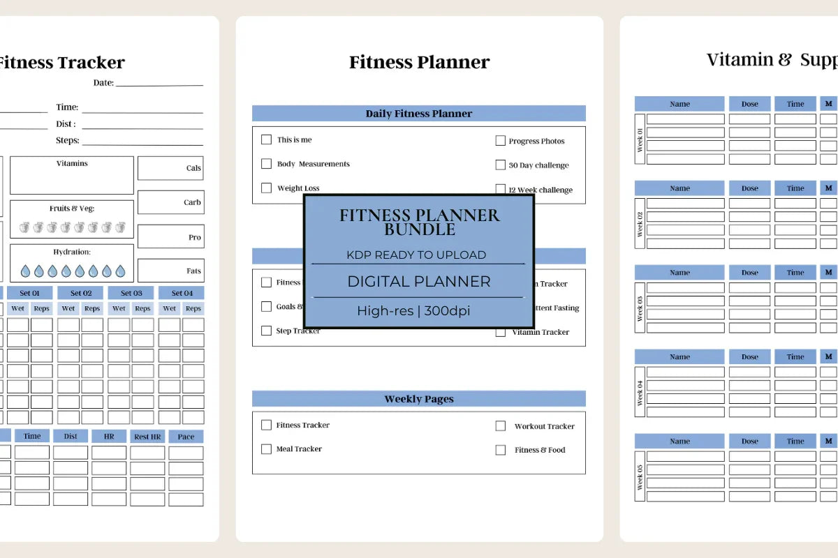 Fitness Planner KDP Planner - CraftNest - Digital Crafting and Art