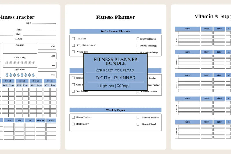 Fitness Planner KDP Planner - CraftNest - Digital Crafting and Art