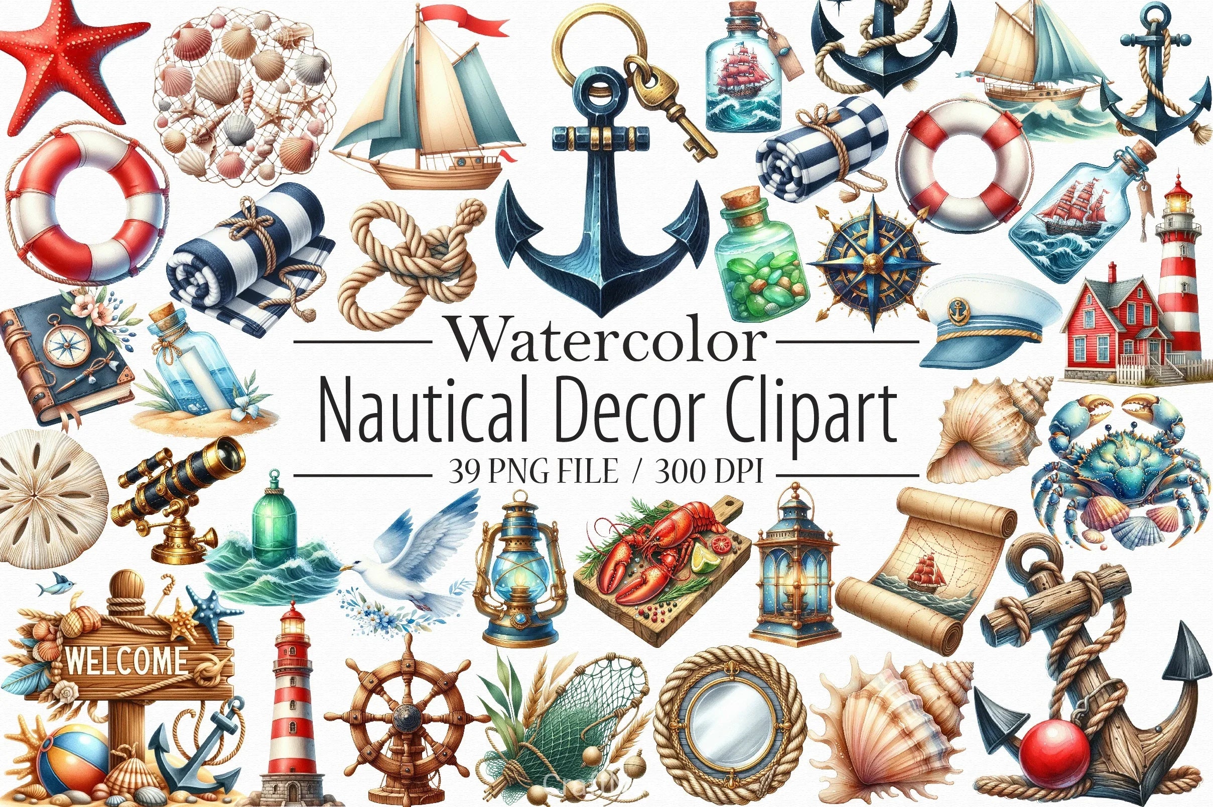 Nautical Decor Clipart Bundle