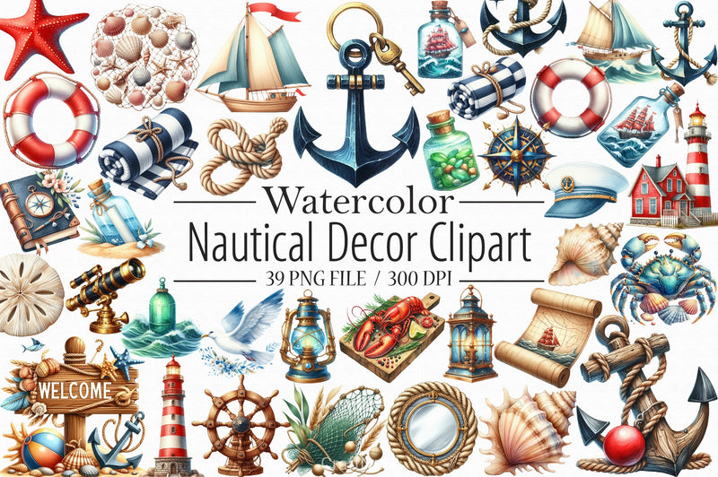 Nautical Decor Clipart Bundle - CraftNest - Digital Crafting and Art