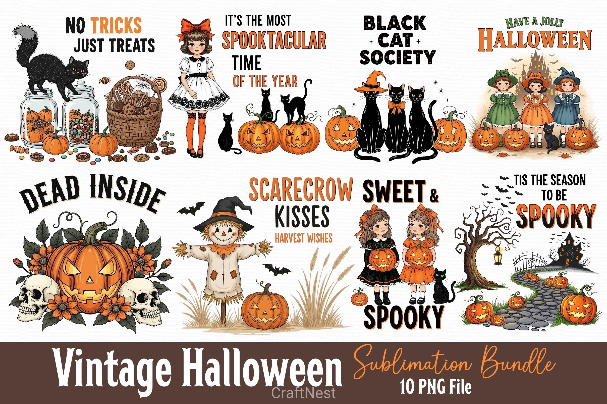 Vintage Halloween Clipart Bundle 4 - CraftNest - Digital Crafting and Art