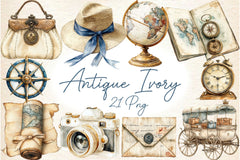 Antique Ivory Travel Clipart Bundle 2 - CraftNest - Digital Crafting and Art