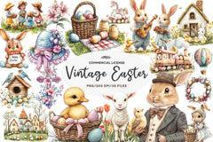 Vintage Easter Illustrations Clipart Bundle - CraftNest - Digital Crafting and Art