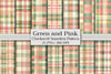 Green Pink Checkered Pattern Digital Paper