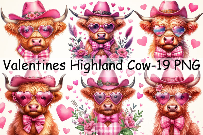 Valentine's Highland Cow Clipart Bundle 6 - CraftNest - Digital Crafting and Art
