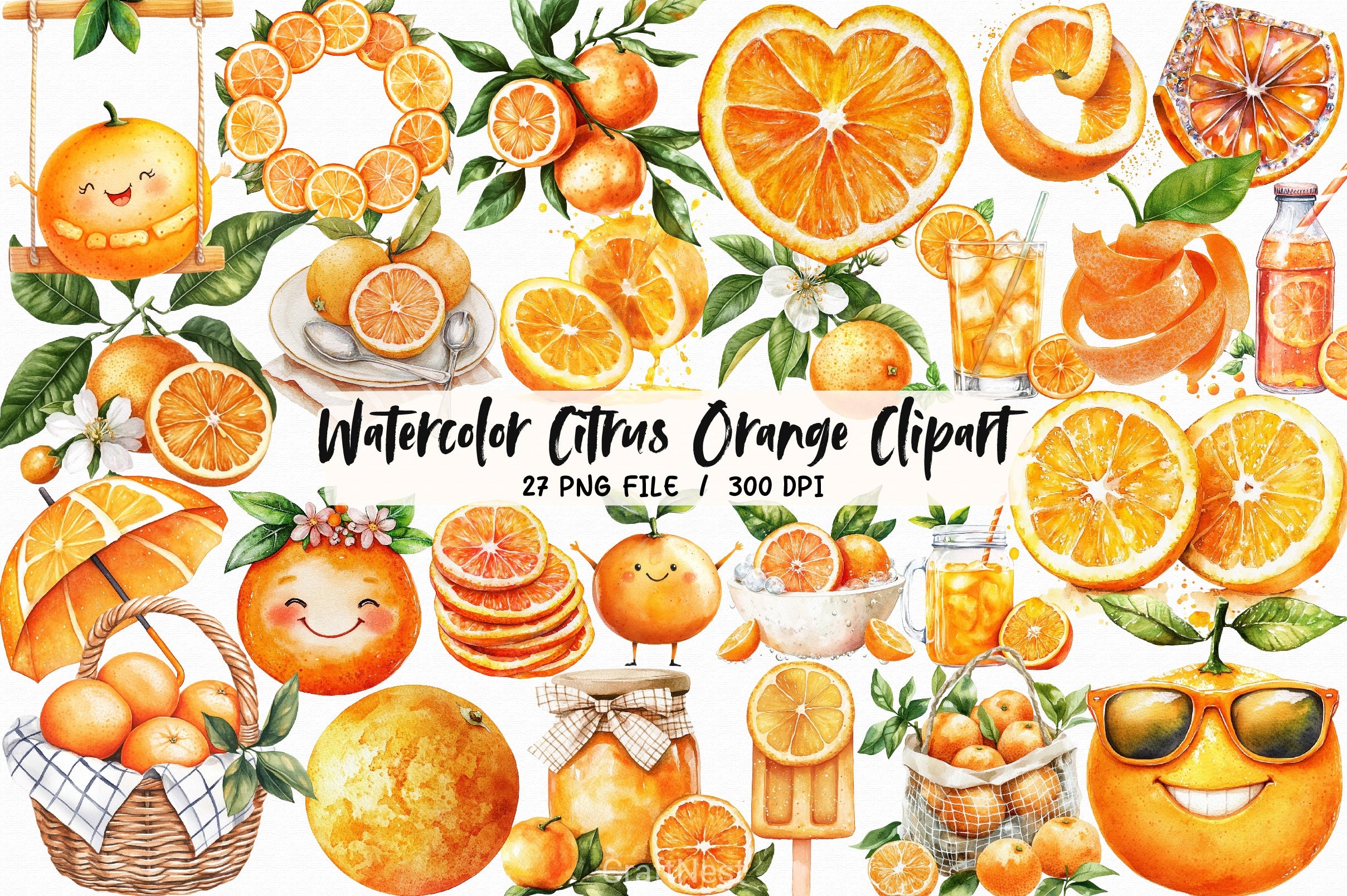 Citrus Orange Clipart Bundle - CraftNest - Digital Crafting and Art