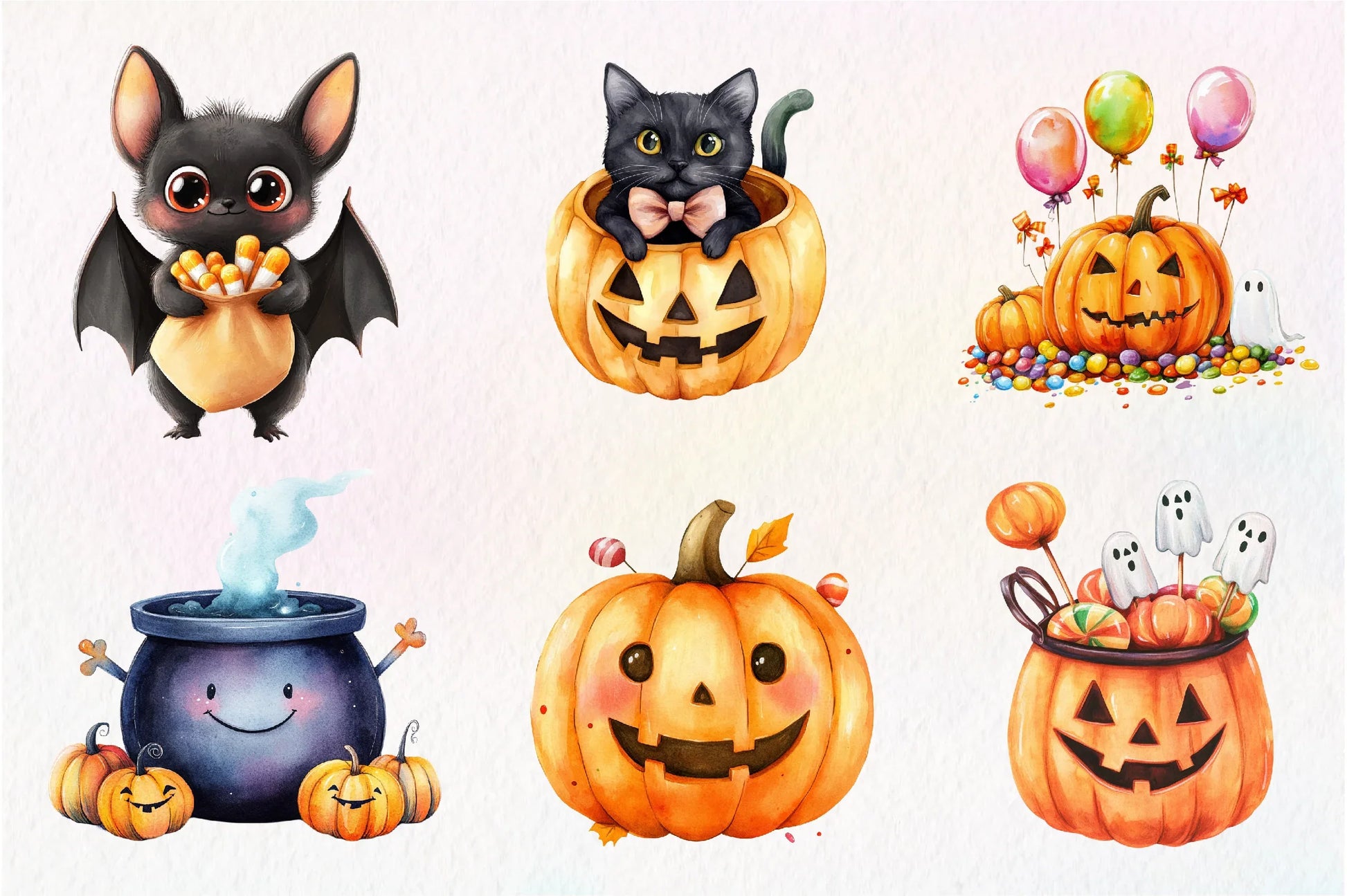 Cute Halloween Set Clipart Bundle 1 - CraftNest - Digital Crafting and Art