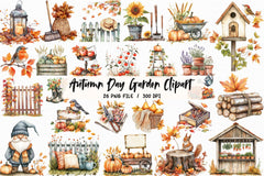 Autumn Day Garden Clipart Bundle - CraftNest - Digital Crafting and Art