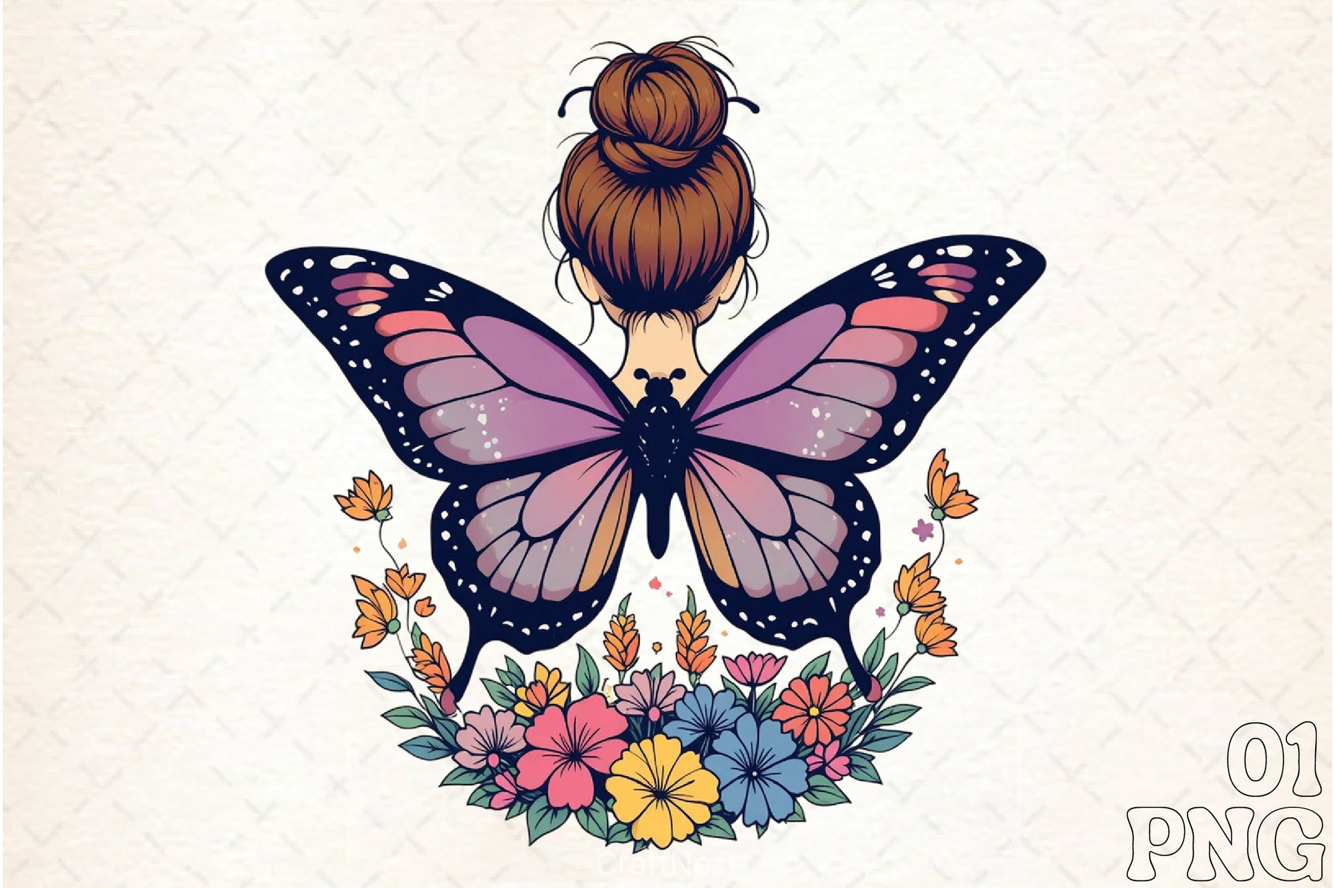 Butterfly Woman Flowers Clipart Bundle 2 - CraftNest - Digital Crafting and Art