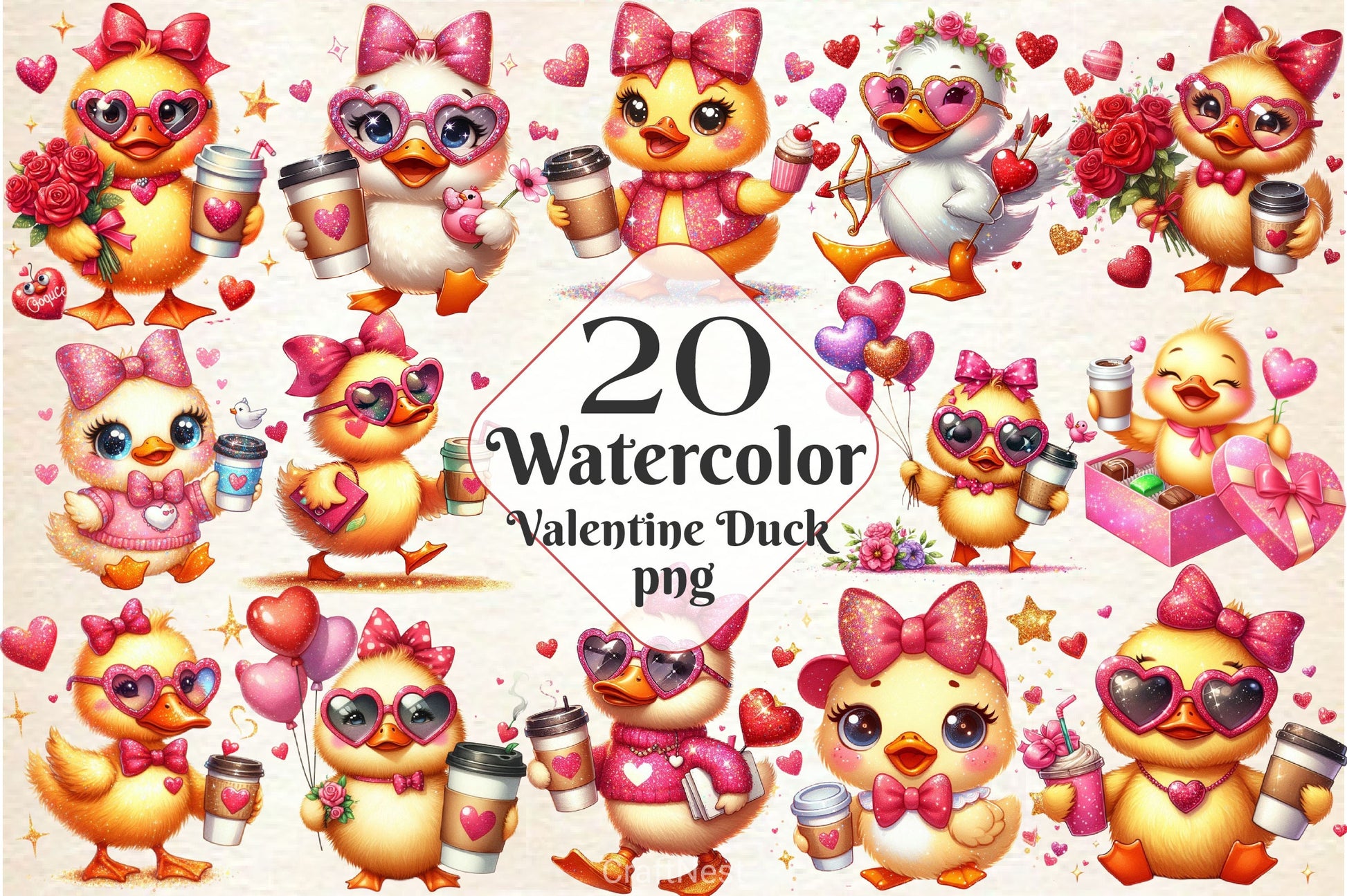 Valentine Duck Clipart Bundle - CraftNest - Digital Crafting and Art