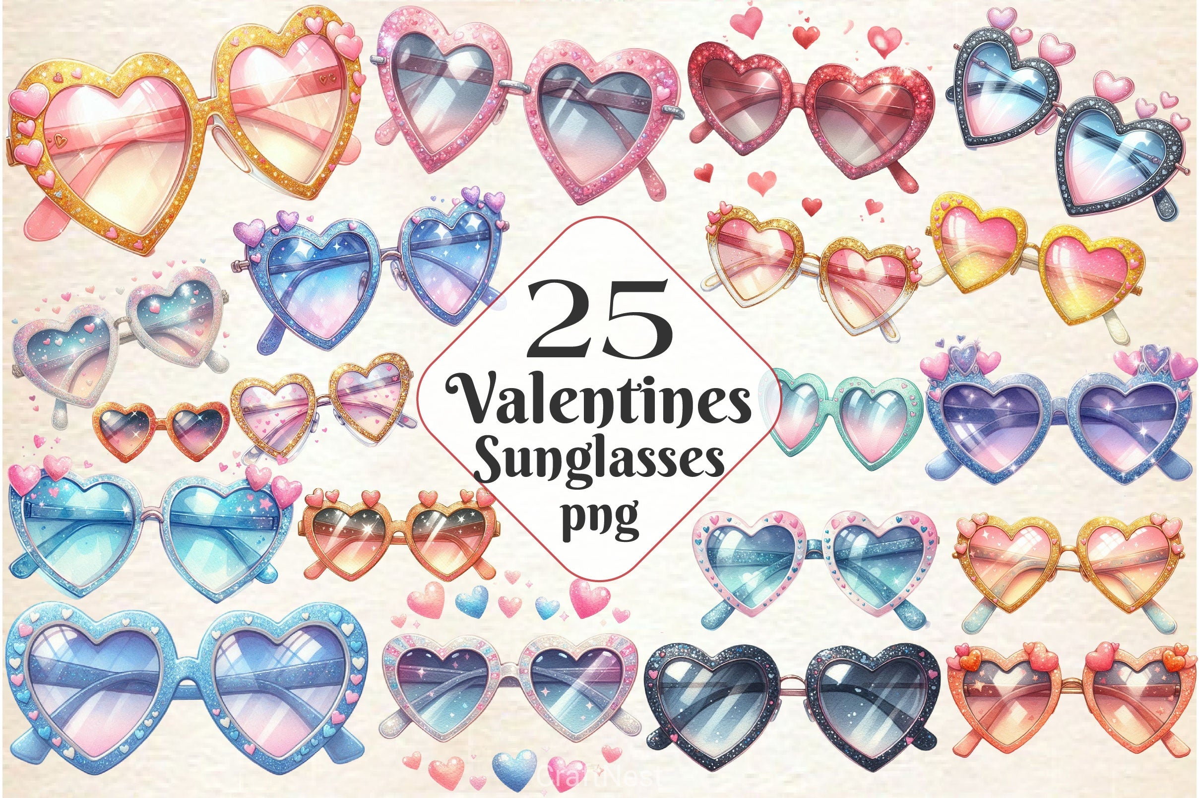 Valentine Heart Sunglasses Clipart Bundle 2 - CraftNest - Digital Crafting and Art