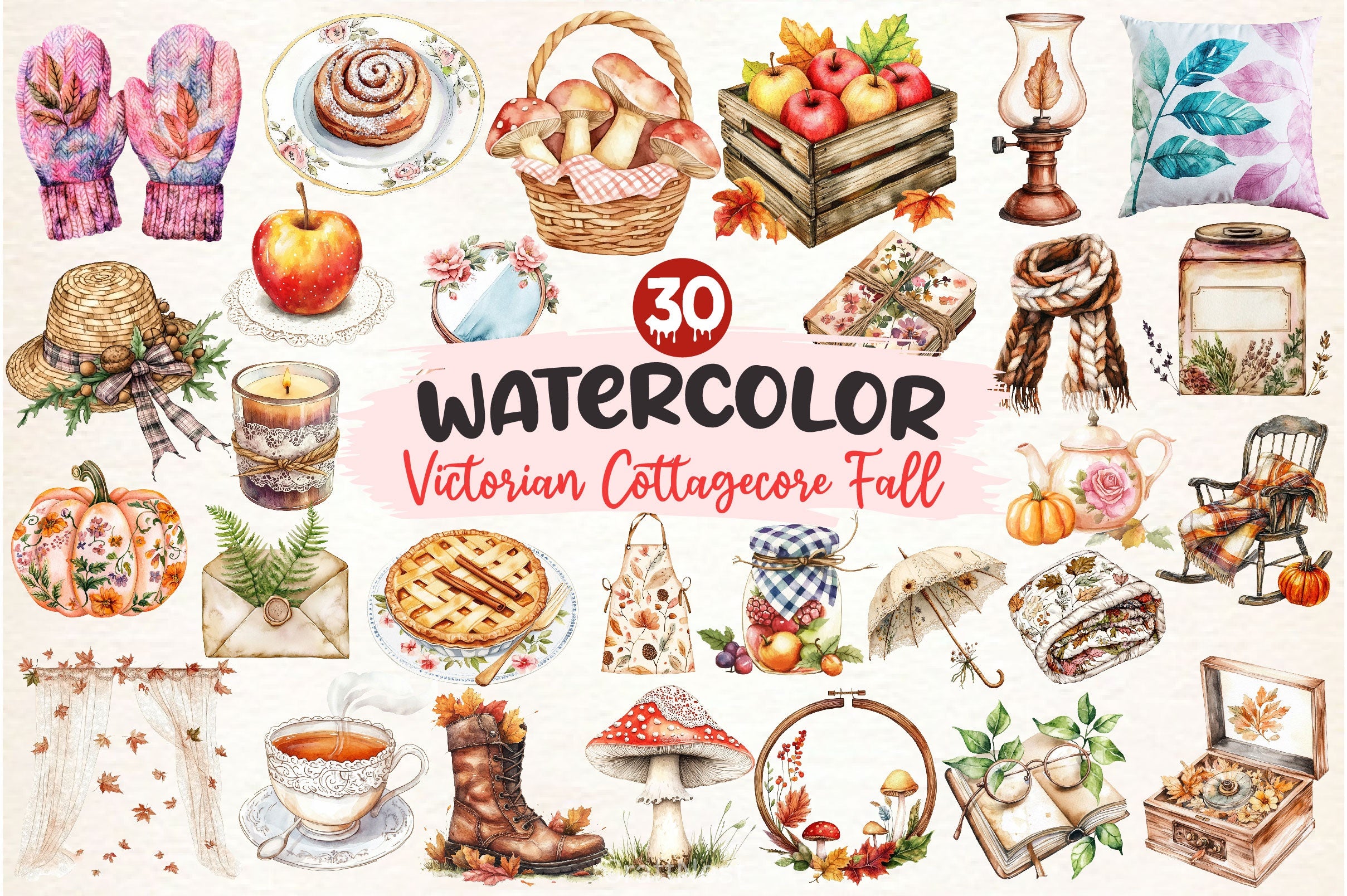 Victorian Cottagecore Fall Clipart Bundle 2 - CraftNest - Digital Crafting and Art