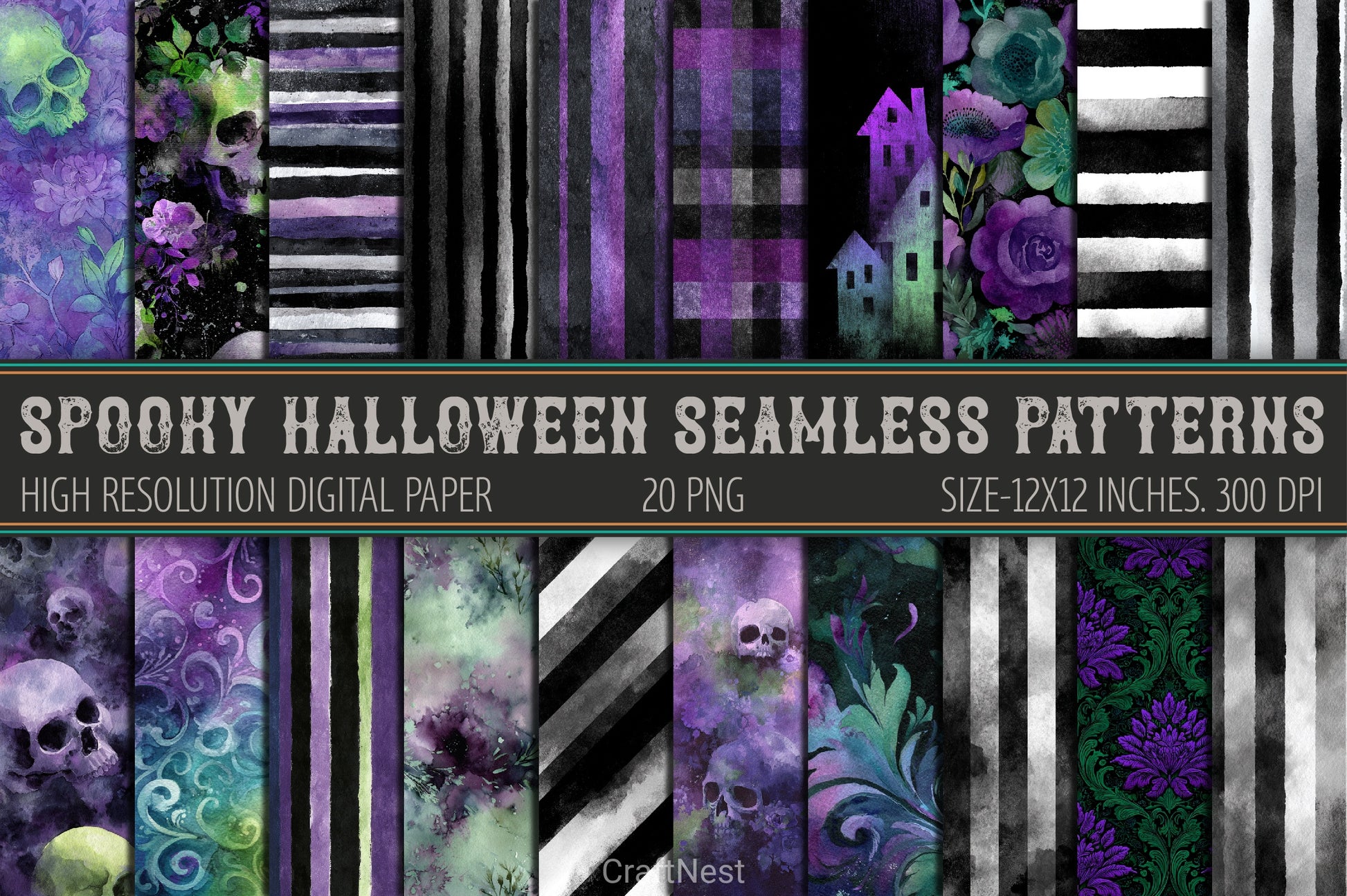 Spooky Halloween Patterns Bundle - CraftNest - Digital Crafting and Art