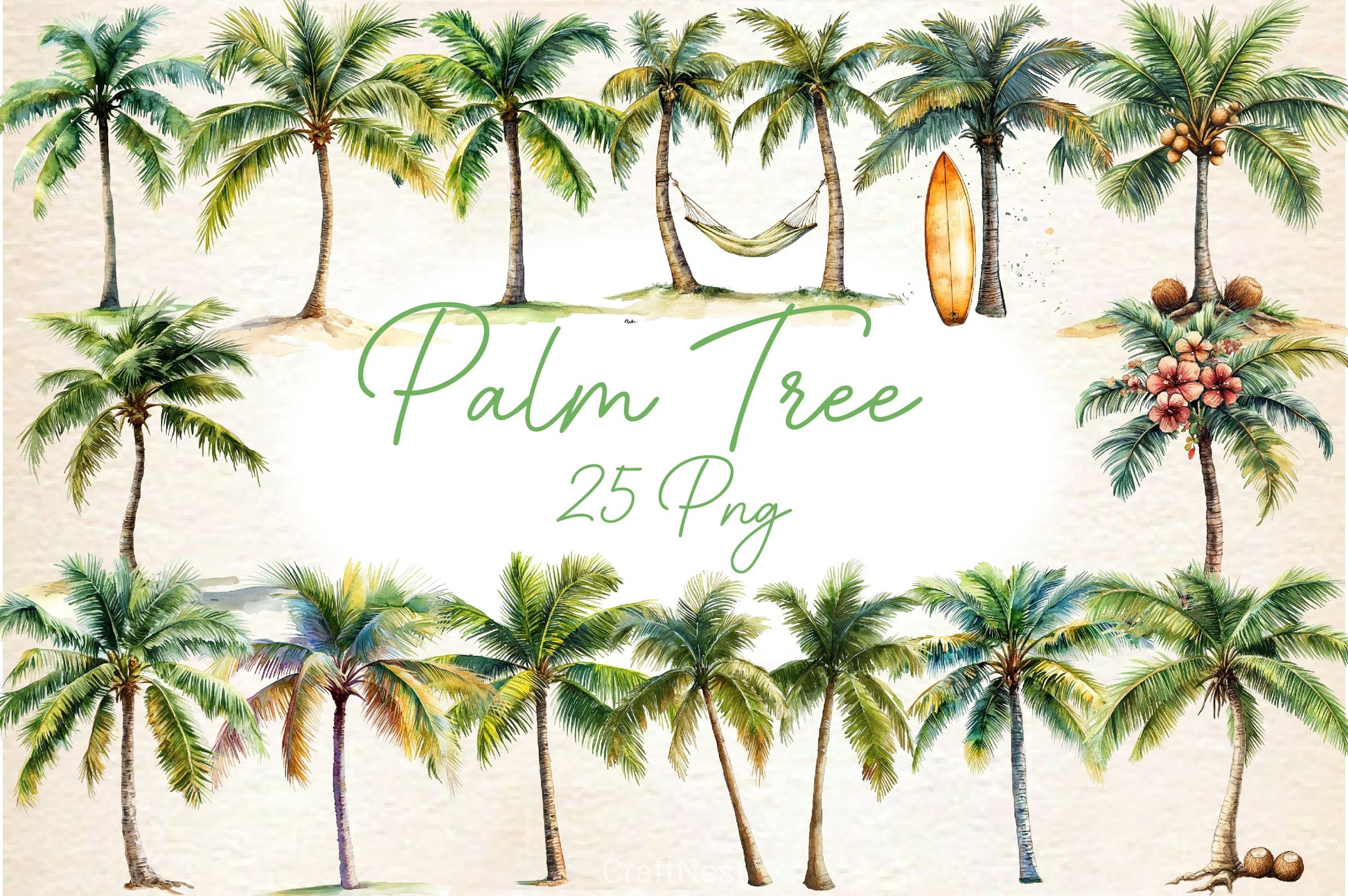 Summer Palm Tree Clipart Bundle 2 - CraftNest - Digital Crafting and Art