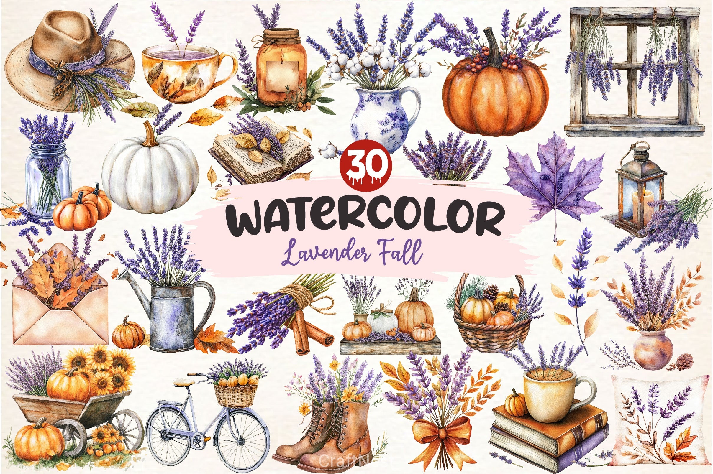 Lavender Fall Clipart Bundle 2 - CraftNest - Digital Crafting and Art