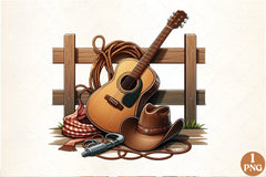 Guitar Cowboy Hat Fence Clipart Bundle - CraftNest - Digital Crafting and Art