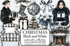 Black & White Christmas Clipart Bundle 2 - CraftNest - Digital Crafting and Art