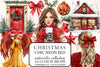 Neon Red Christmas Clipart Bundle